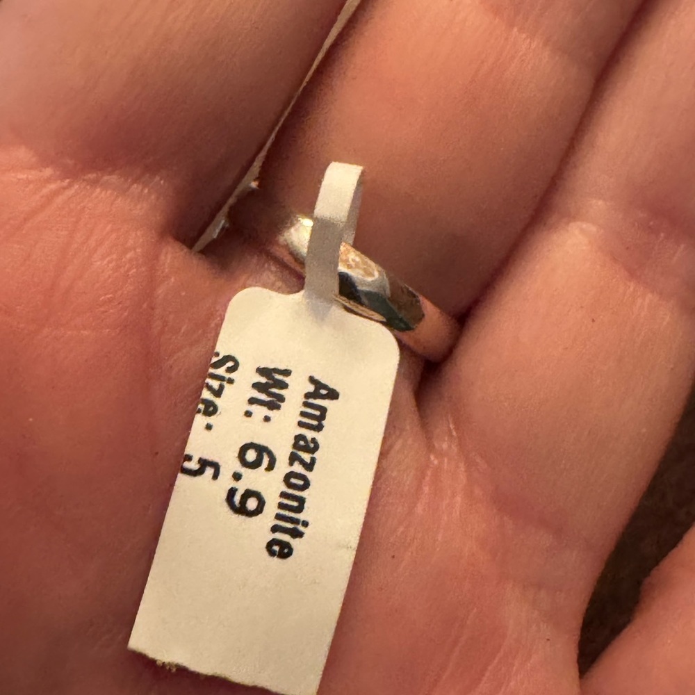 Sterling Silver And Large Amazonite Ring - image 4